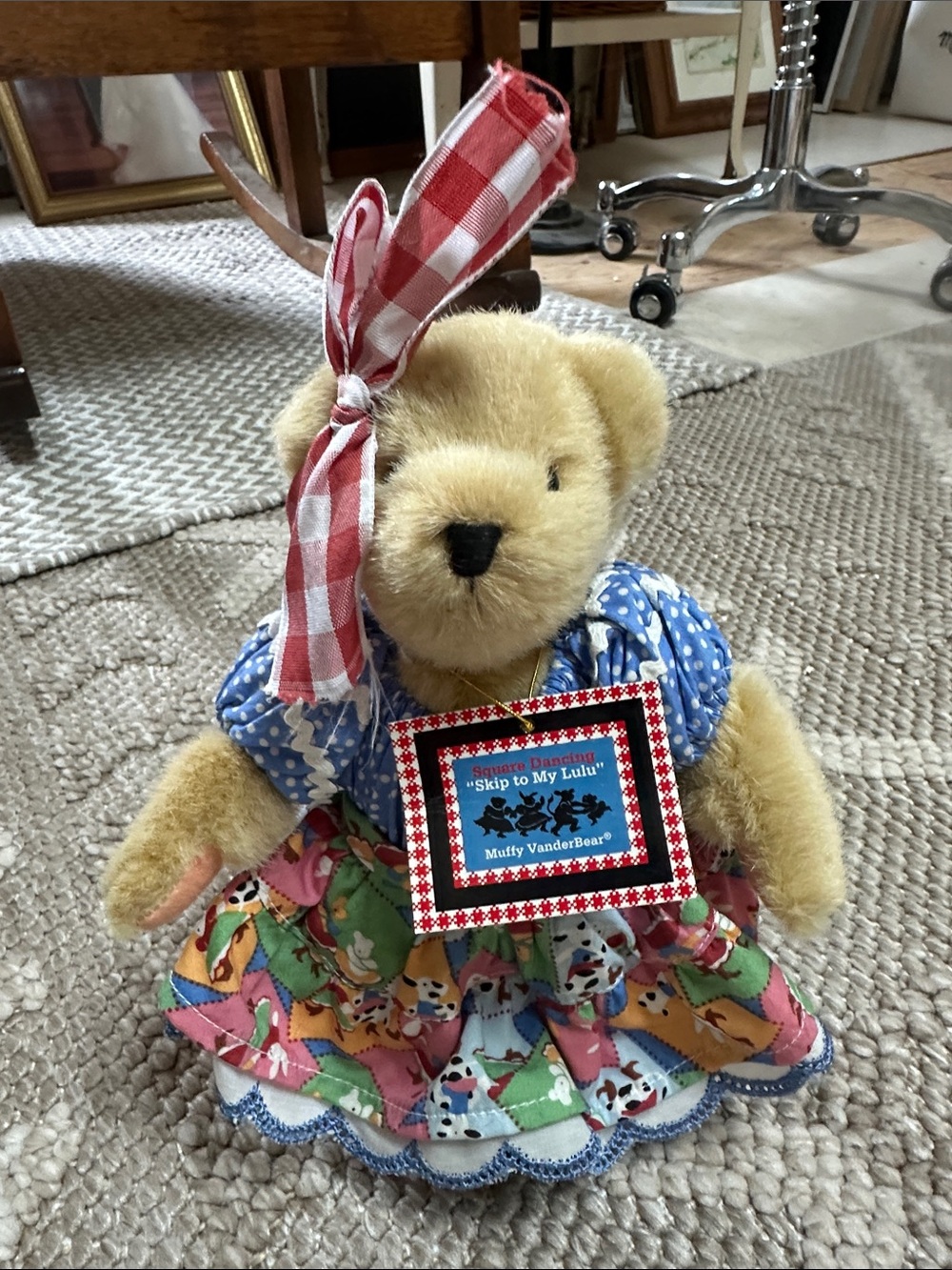 Muffy VanderBear "Skip to My Lulu" Plush Bear in Blue & Multicolor Dress